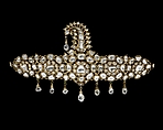 Turban Ornament (sarpesh), Gold, set with diamonds; enamel on reverse